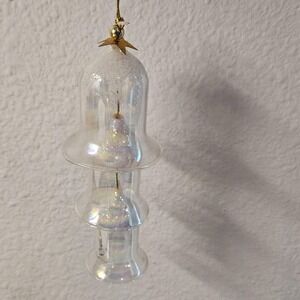 Vintage 3-Tier Irisdescent Nesting Glass Bells Delicate Christmas Tree Ornament